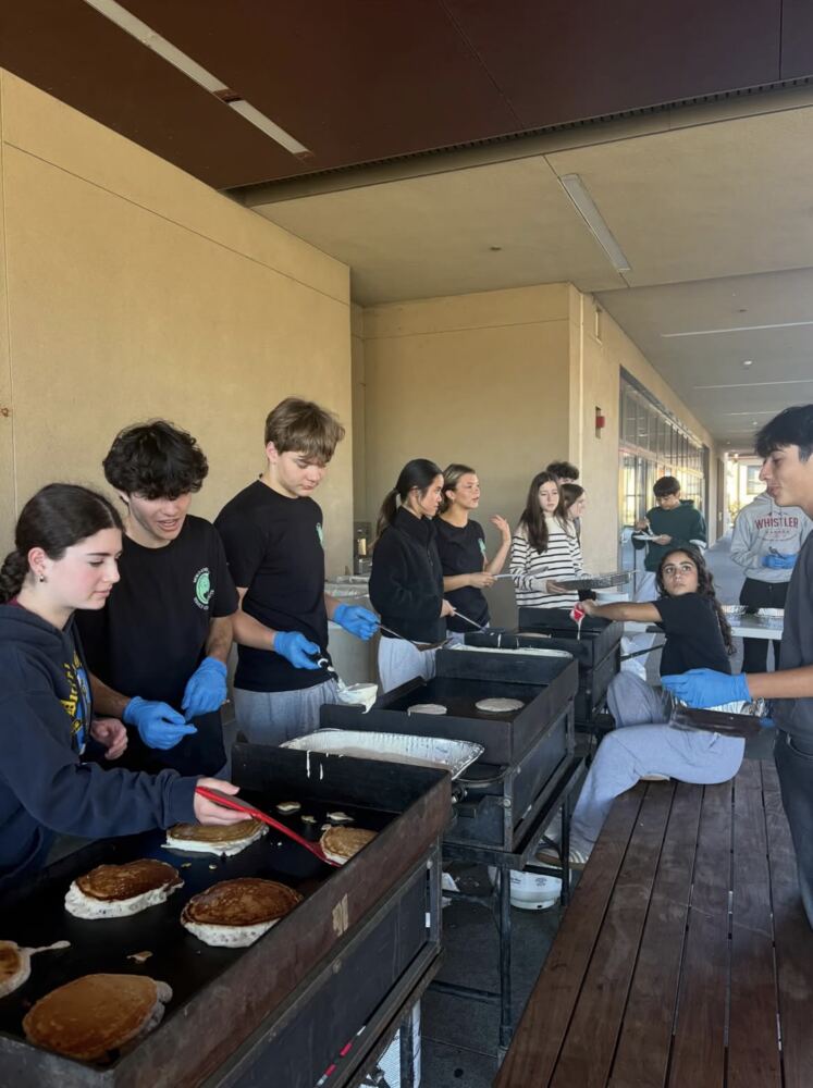 Students cooking pancakes